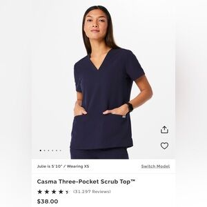 Navy Women's Figs V-Neck Scrub Top